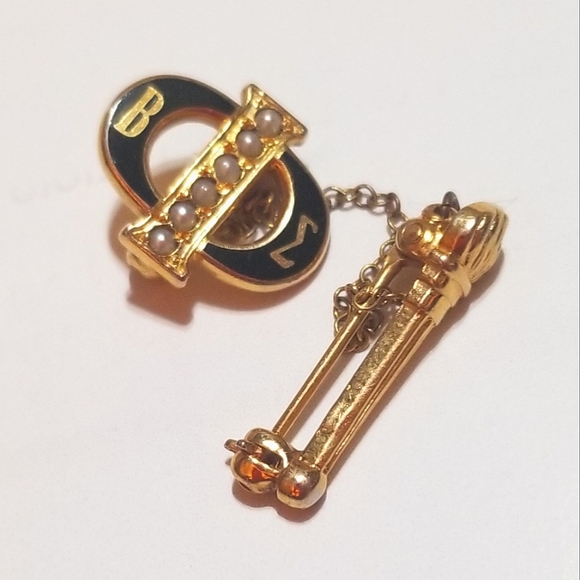 Beta Sigma Phi 1930s Genuine Seed Pearl Gold Filled Pin - Picture 3 of 4